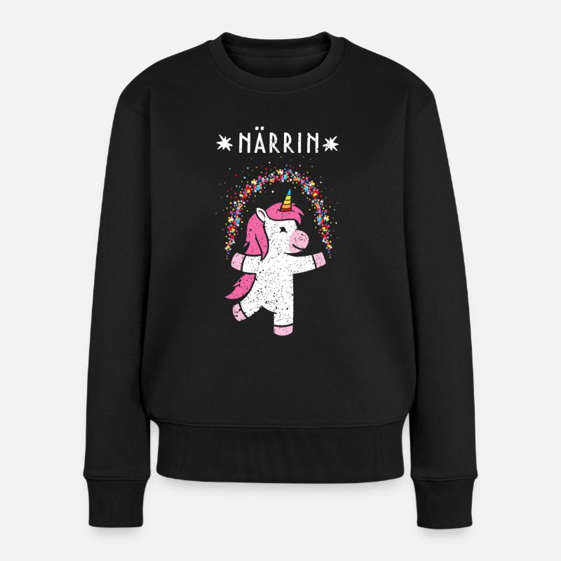 Närrin Karneval Konfetti Einhorn Kostümersatz - Frauen Premium Bio Pullover - Schwarz