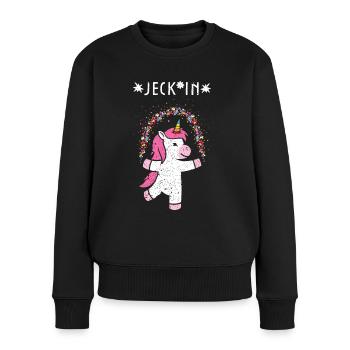Närrin Karneval Fasching Konfetti Einhorn Narren - Frauen Premium Bio Pullover - Schwarz - Vorne - Julia (174cm)