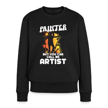 Peintre Peintre Appelez-moi Artiste Vernisseur Peinture - Pull Premium bio Femme - noir - Devant - Julia (174cm)