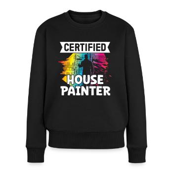 Peintre Certifié Peintre en bâtiment Vernisseur Peinture - Pull Premium bio Femme - noir - Devant - Julia (174cm)