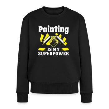 Peintre Peinture Mon Superpower Peintre Peinture - Pull Premium bio Femme - noir - Devant - Julia (174cm)
