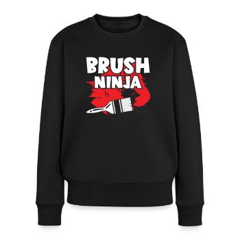 Maler Brush Ninja Lackierer Malerei Künstler - Frauen Premium Bio Pullover - Schwarz - Vorne - Julia (174cm)