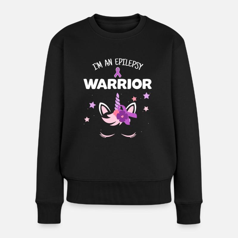 Einhorn-Epilepsie-Krieger, Epilepsie-Bewusstsein - Frauen Premium Bio Pullover - Schwarz