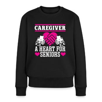 Altenpfleger Caregiver Heart For Seniors Pfleger - Frauen Premium Bio Pullover - Schwarz - Vorne - Julia (174cm)