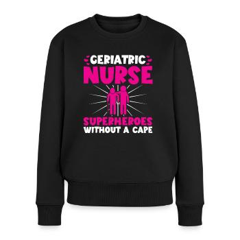 Altenpfleger Geriatric Nurse Superheroes Pfleger - Frauen Premium Bio Pullover - Schwarz - Vorne - Julia (174cm)