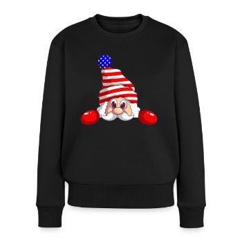 Weihnachtsmann mit USA Flagge Frohe Weihnachten - Frauen Premium Bio Pullover - Schwarz - Vorne - Julia (174cm)