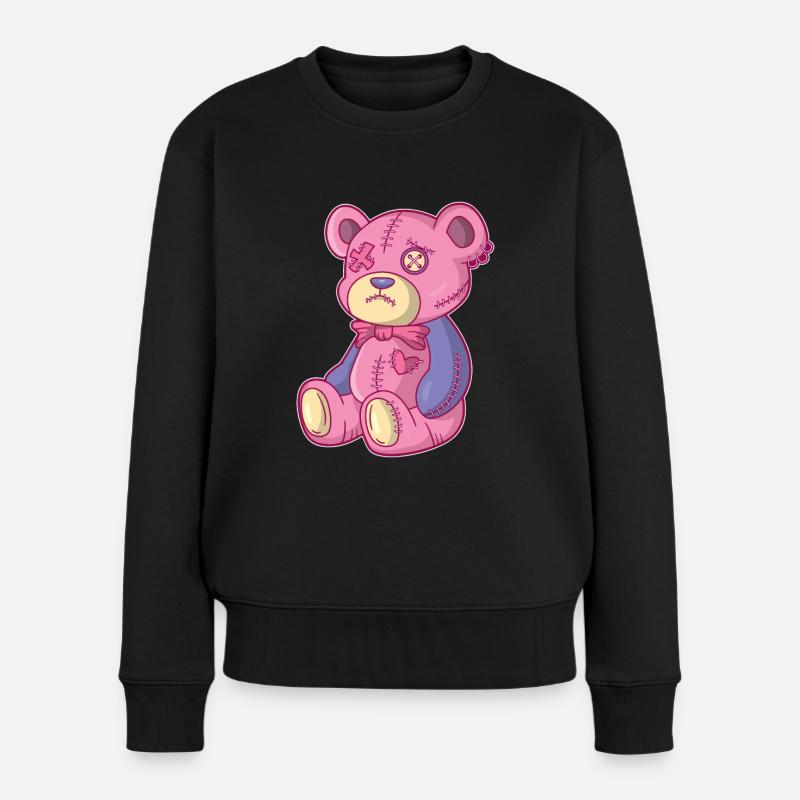 Kawaii Pastel Goth Teddy Bear Gothique Occulte Vaudou - Pull Premium bio Femme - noir