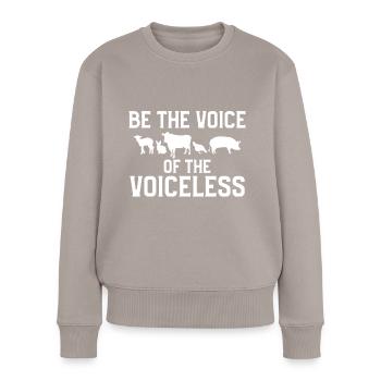 Soyez la voix des sans-voix pour les droits des animaux Vegan - Pull Premium bio Femme - taupe - Devant - Julia (174cm)