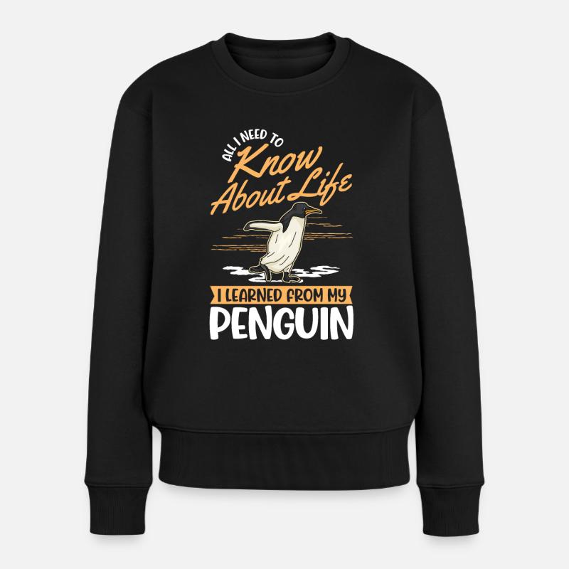 Pinguin Geschenk Penguin - Frauen Premium Bio Pullover - Schwarz