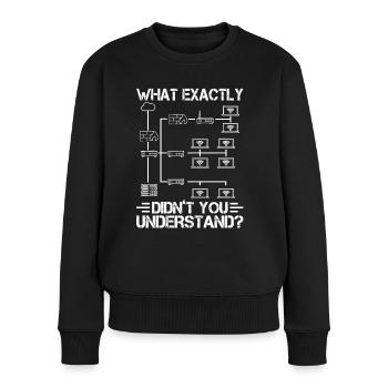 Netzwerktechnik Was Genau Haben Sie Nicht - Frauen Premium Bio Pullover - Schwarz - Vorne - Julia (174cm)