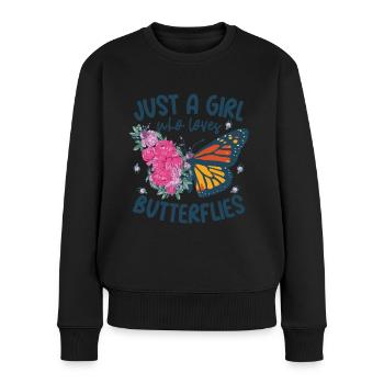 Schmetterlinge Butterflies Damen Geschenk - Frauen Premium Bio Pullover - Schwarz - Vorne - Julia (174cm)