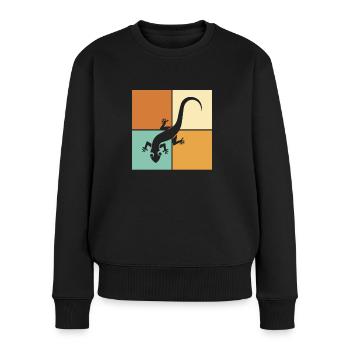 Eidechse - Frauen Premium Bio Pullover - Schwarz - Vorne - Julia (174cm)