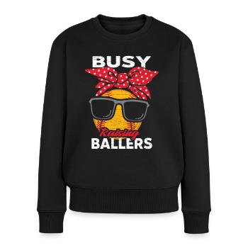 Baseball Mom Softball - Frauen Premium Bio Pullover - Schwarz - Vorne - Julia (174cm)