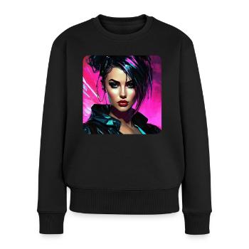 Cooles Streetwear Gothic Girl - Frauen Premium Bio Pullover - Schwarz - Vorne - Julia (174cm)