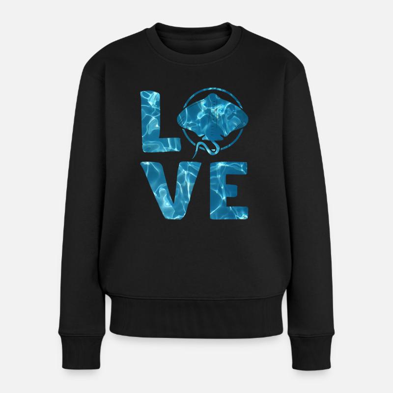 Manta Ray Love Mantarochen Liebhaber Stachelrochen - Frauen Premium Bio Pullover - Schwarz