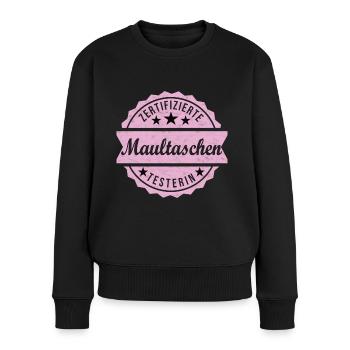 Zertifizierte Maultaschen Testerin - Frauen Premium Bio Pullover - Schwarz - Vorne - Julia (174cm)