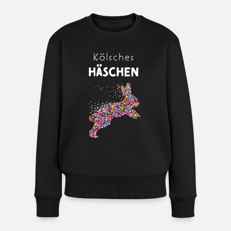 Karneval Fasching Konfetti Häschen Kölsches Mädche - Frauen Premium Bio Pullover - Schwarz
