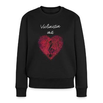 Violinist mit Herz Violine Geige Notenschlüssel - Frauen Premium Bio Pullover - Schwarz - Vorne - Julia (174cm)