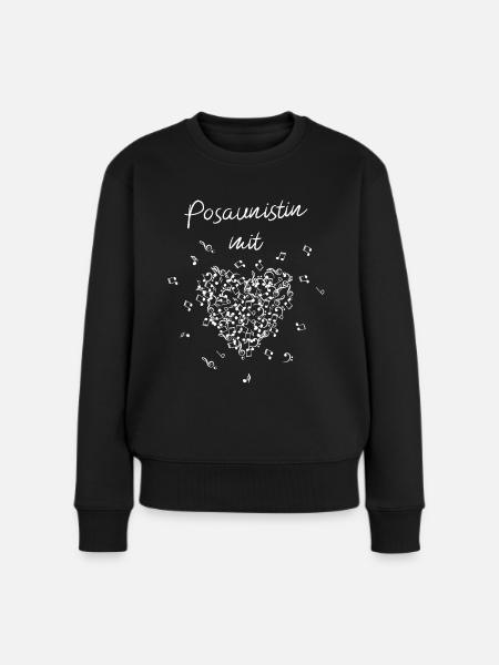 Posaunistin mit Herz Posaune Musiklehrerin Musik - Frauen Premium Bio Pullover - Schwarz