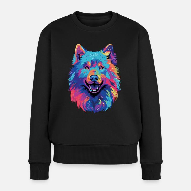 Samojede Schlittenhund Samojeden - Frauen Premium Bio Pullover - Schwarz