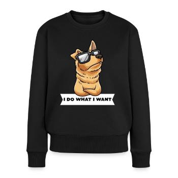 Perro Pastor Vasco Hund Mit Sonnenbrille - Frauen Premium Bio Pullover - Schwarz - Vorne - Julia (174cm)
