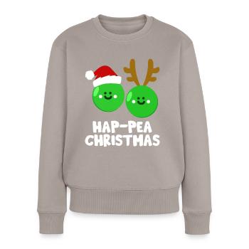 Hap-Pea Noël drôle de légume Jeu de mots végétalien - Pull Premium bio Femme - taupe - Devant - Julia (174cm)