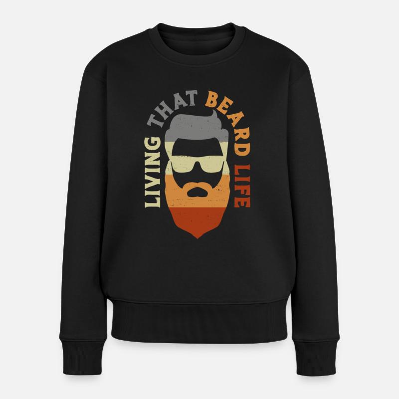 Beard Lover Bearded Man Living - Frauen Premium Bio Pullover - Schwarz