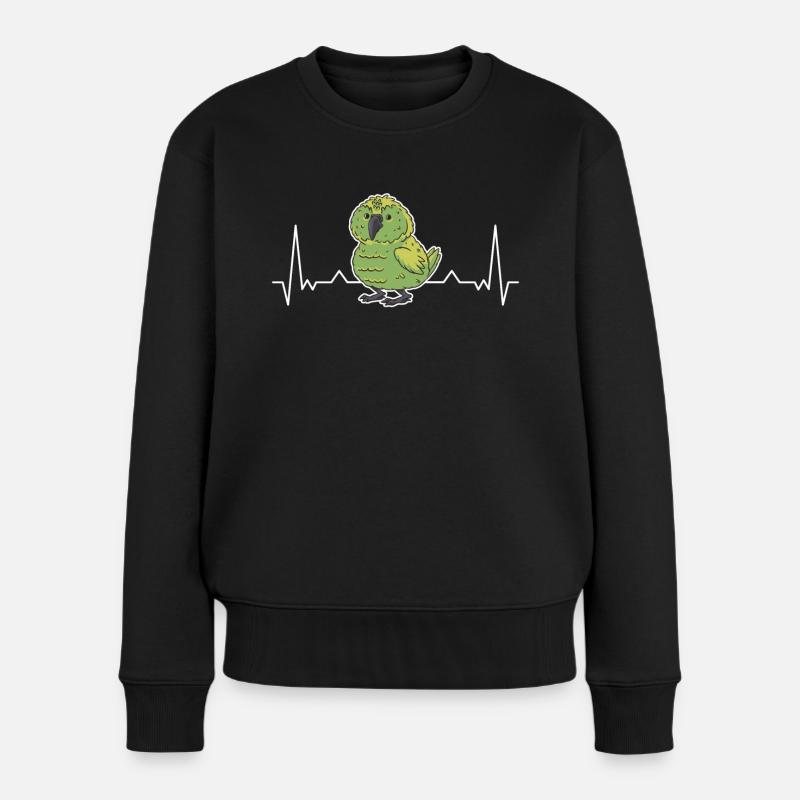 Kakapo Herzschlag Nachtpapagei - Frauen Premium Bio Pullover - Schwarz