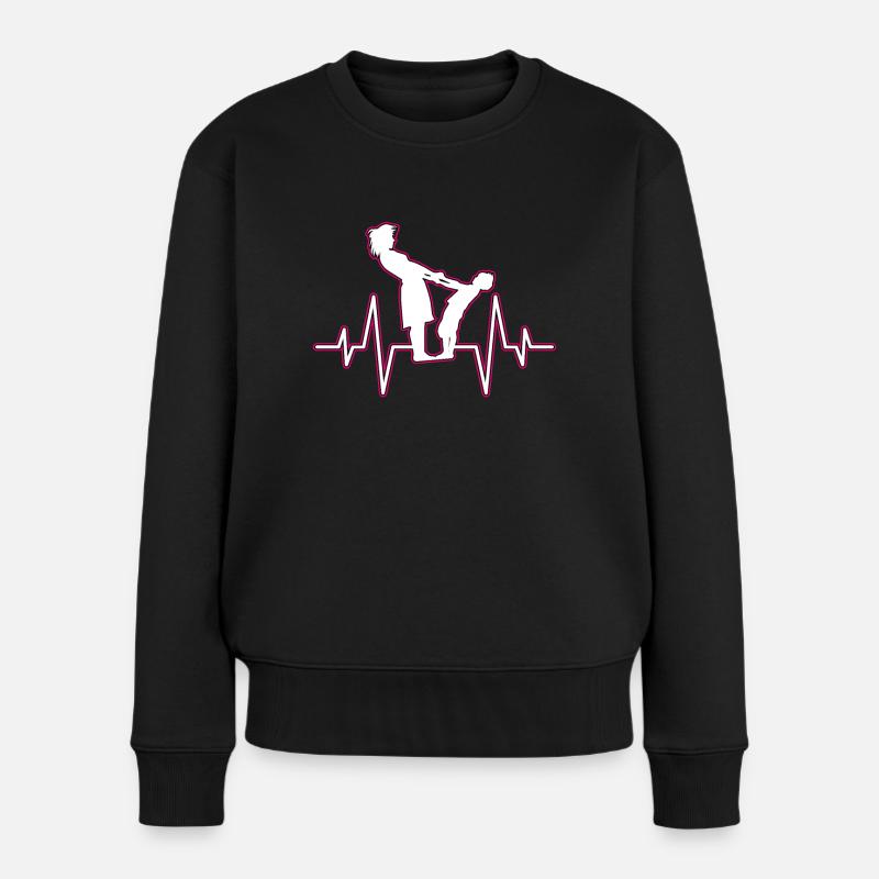 Mutter Kind Herzschlag - Frauen Premium Bio Pullover - Schwarz