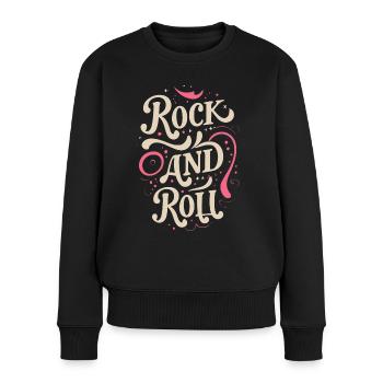 Rock And Roll Rock Statement Motto - Women's Premium Organic Jumper - black - Front - Julia (174cm)