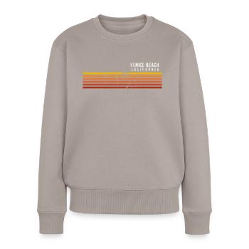 Retro Venice Beach Kalifornien Vintage Urlaub - Frauen Premium Bio Pullover - Taupe - Vorne - Julia (174cm)