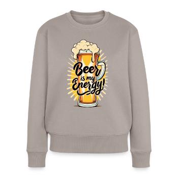 Beer is my Energy Biertrinker Bierliebhaber - Frauen Premium Bio Pullover - Taupe - Vorne - Julia (174cm)