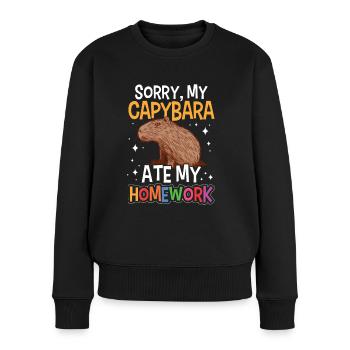 Capybara hat Hausaufgaben gefressen Wasserschwein - Frauen Premium Bio Pullover - Schwarz - Vorne - Julia (174cm)