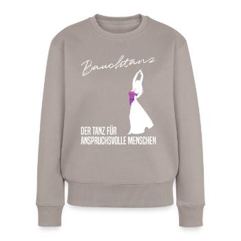 Sinnliche Bewegung - Der anspruchsvolle Bauchtanz - Frauen Premium Bio Pullover - Taupe - Vorne - Julia (174cm)