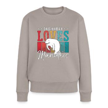 Dugong Cet Humain Aime Les Lamantins Animal Marin - Pull Premium bio Femme - taupe - Devant - Julia (174cm)