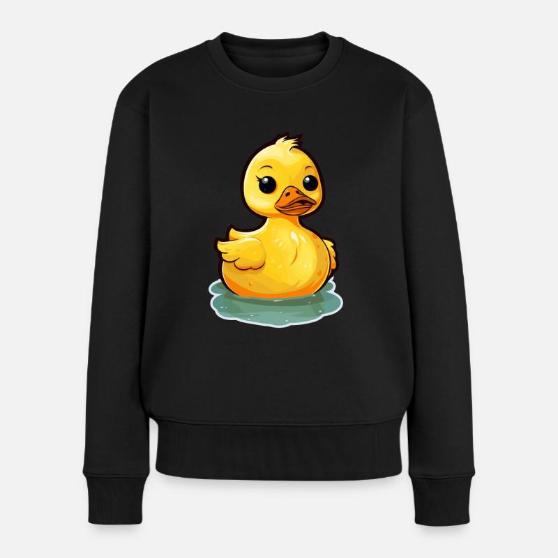 Gelbe Gummiente Badeente - Frauen Premium Bio Pullover - Schwarz
