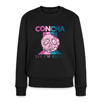 Concha Voir Je suis occupé Amateur de pâtisserie de pain de coquille sucrée - Pull Premium bio Femme - noir - Devant - Julia (174cm)