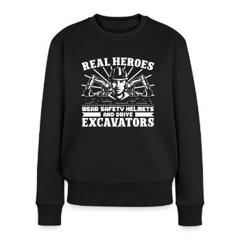 Conducteur d’excavatrice Real Heroes Drive Excavatrices Excavatrice - Pull Premium bio Femme - noir - Devant - Julia (174cm)