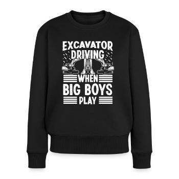 Baggerfahrer Excavator Driving Big Boy Play Bagger - Frauen Premium Bio Pullover - Schwarz - Vorne - Julia (174cm)