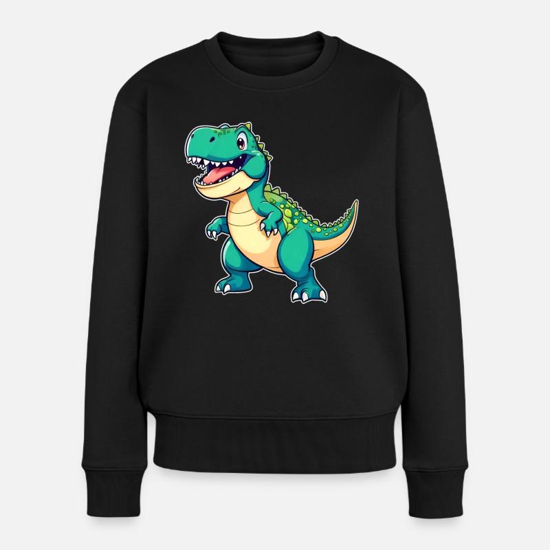 Niedlicher Dinosaurier - Frauen Premium Bio Pullover - Schwarz