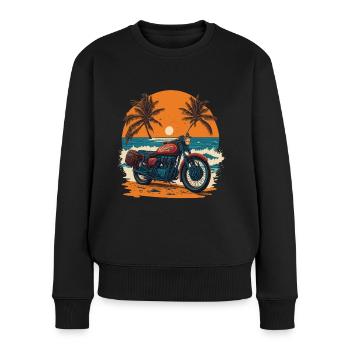 Retro Motorradfahrer Bike Design Flair Freiheit - Frauen Premium Bio Pullover - Schwarz - Vorne - Julia (174cm)