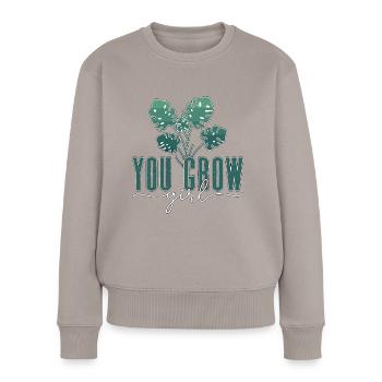 Monstera You Grow Fille Jardinier Monstera Deliciosa - Pull Premium bio Femme - taupe - Devant - Julia (174cm)