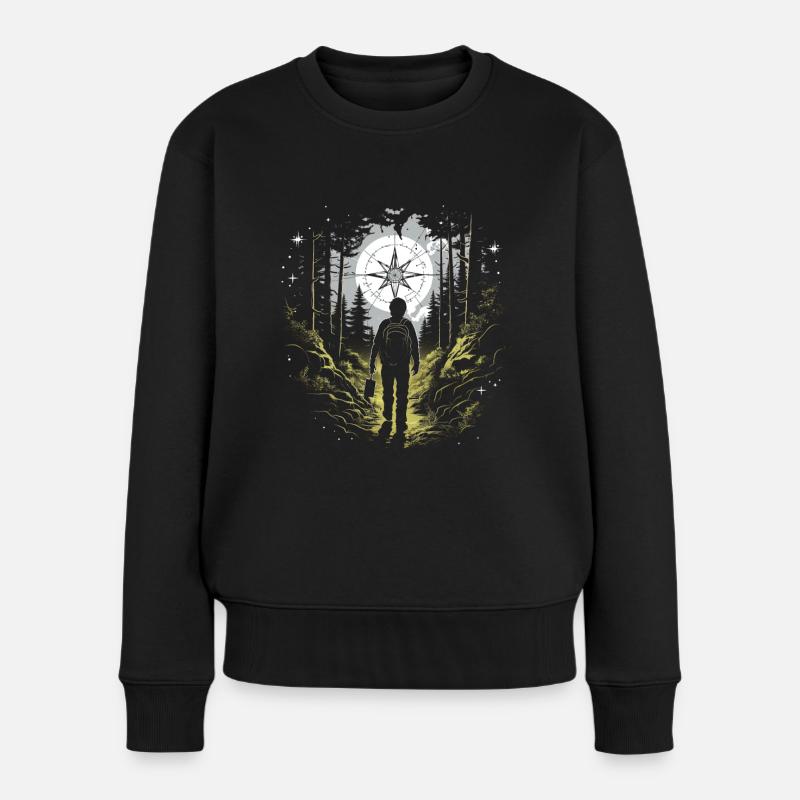 Geocaching Natur Kompass Abenteuer - Frauen Premium Bio Pullover - Schwarz