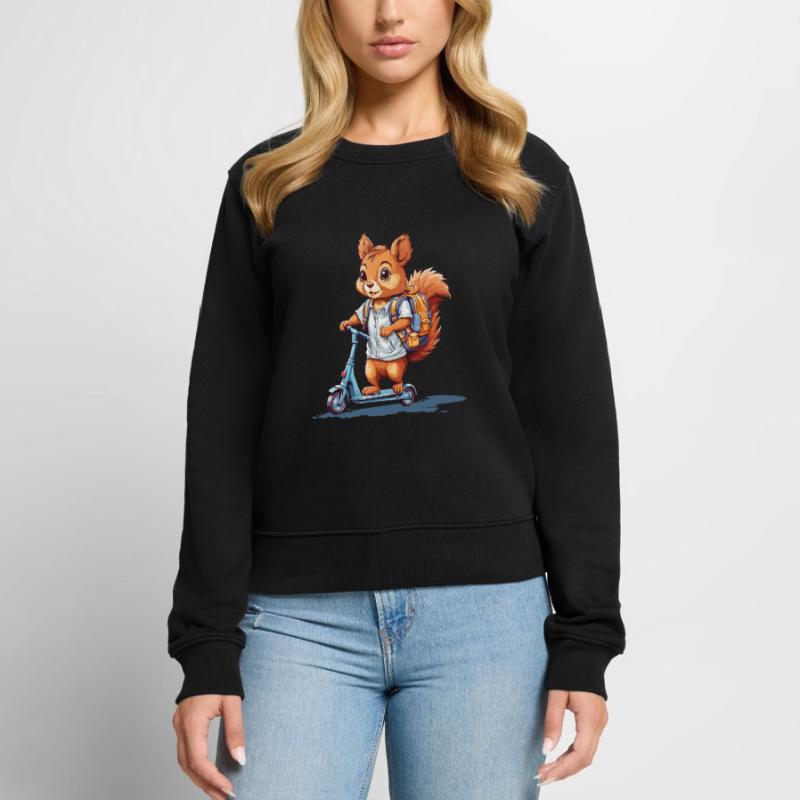 Fröhliches Eichhörnchen Schulstart Roller Design Frauen Premium Bio Pullover