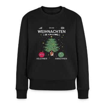 Weihnachten is Calling, Lustig Weihnachtsbaum - Frauen Premium Bio Pullover - Schwarz - Vorne - Julia (174cm)