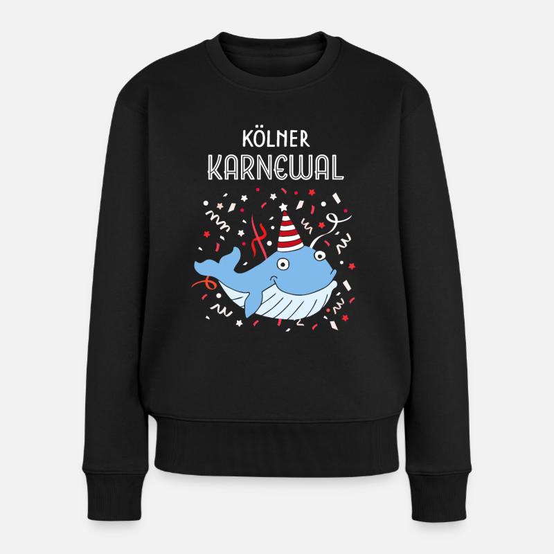 Kölner Karneval Fasching Konfetti Colonia Kölle - Frauen Premium Bio Pullover - Schwarz