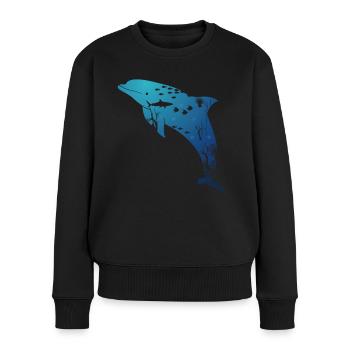 Dolphin Marine Life - Frauen Premium Bio Pullover - Schwarz - Vorne - Julia (174cm)