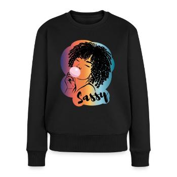 Sassy Chic with Afro Charm - Women's Premium Organic Jumper - black - Front - Julia (174cm)