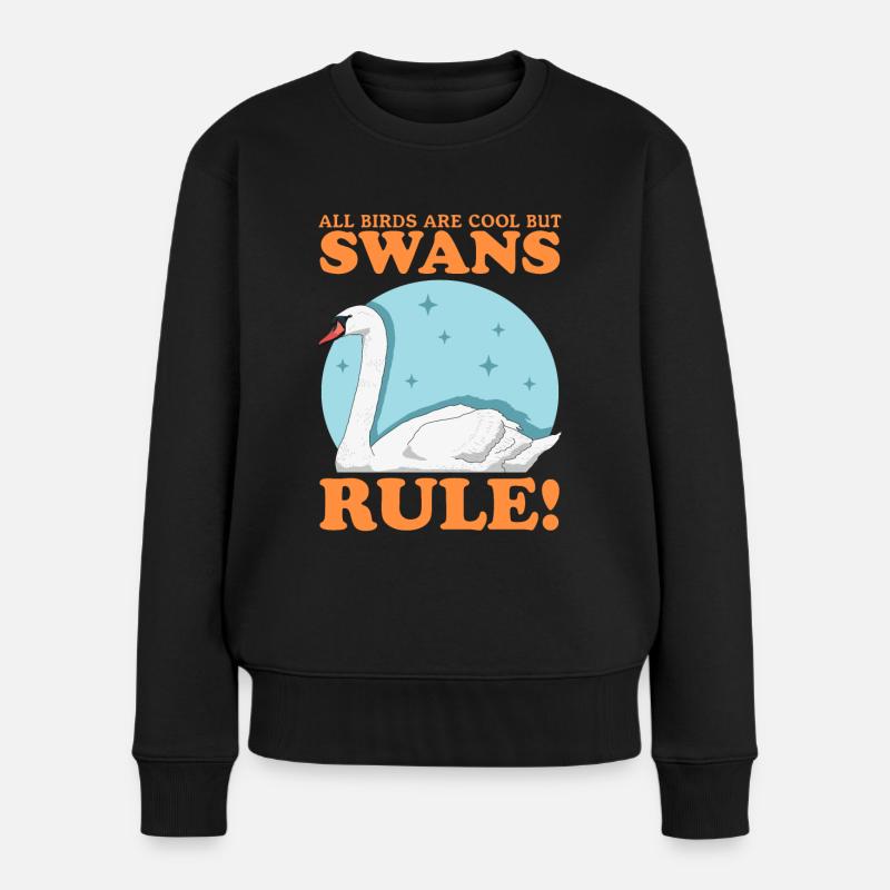 Schwan Schwäne Schwanenliebhaber Geschenk - Frauen Premium Bio Pullover - Schwarz