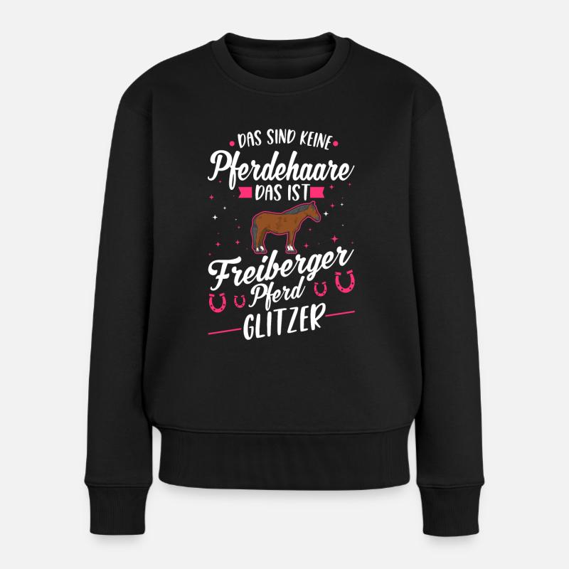 Freiberger Pferd Glitzer - Frauen Premium Bio Pullover - Schwarz